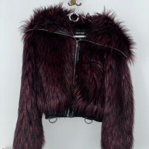 Current Mood Burgundy Teddy Jacket